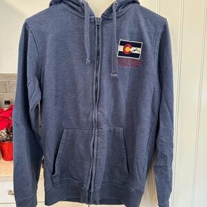 Blue Zip-Up Hoodie with Colorado Patch